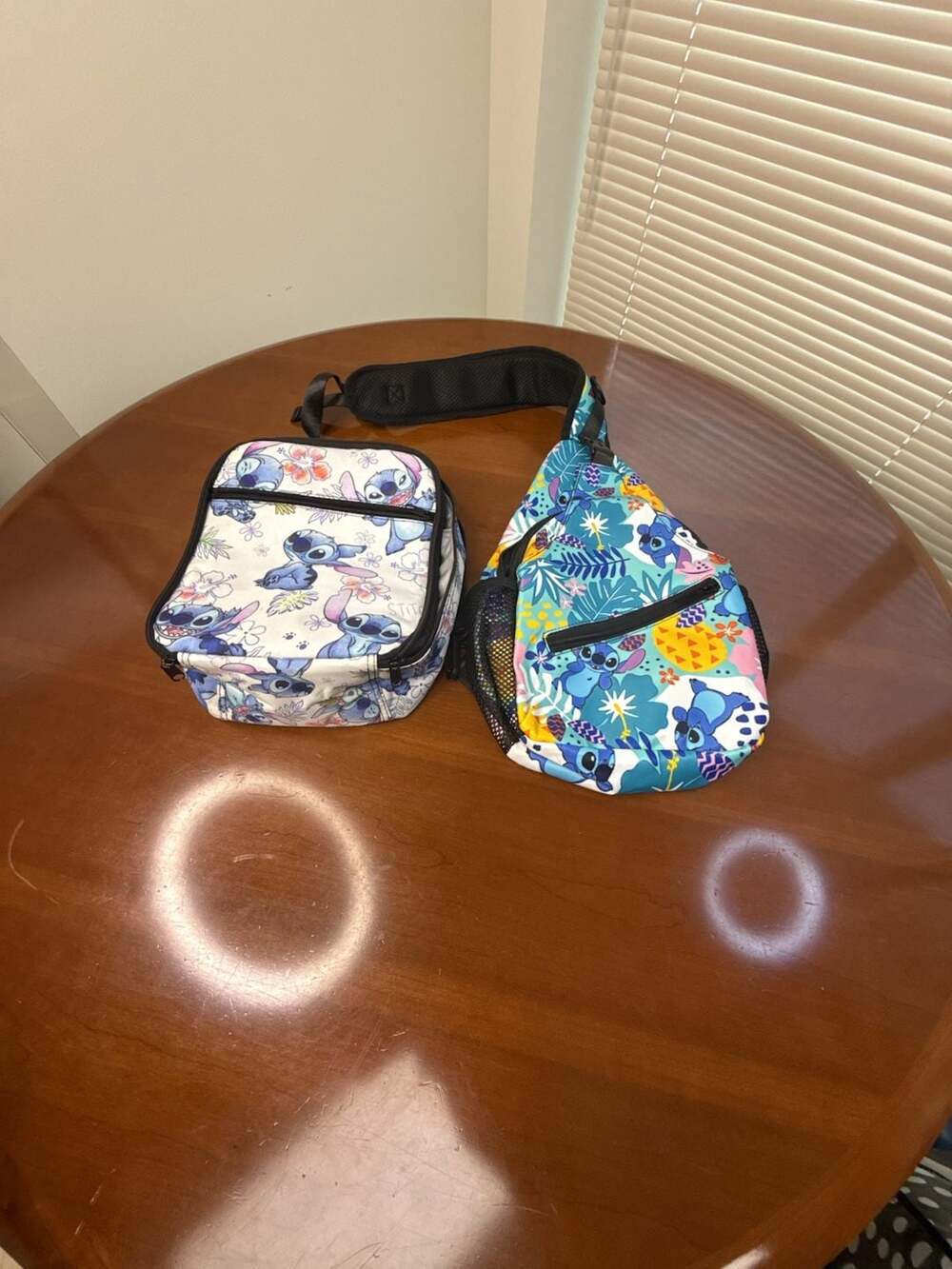 Disney Stitch Tropical Print Sling Backpack and Insulated Lunch Bag Set